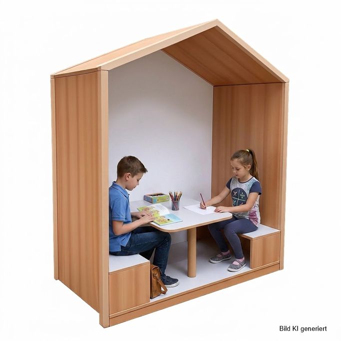 ST Lernhaus mit Sitzgruppe SH 38/43 cm, 160 x 196,5 x 80 cm, 4 Dekore/viele Farben